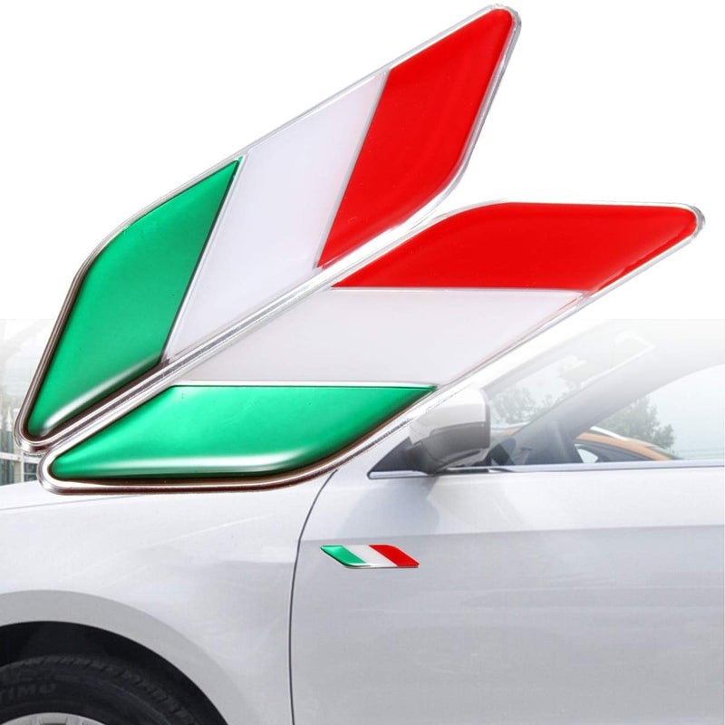 AutoE 1 Pair 3D Car Italy Flag Stickers Badge Emblems Decal Decor - Image 1