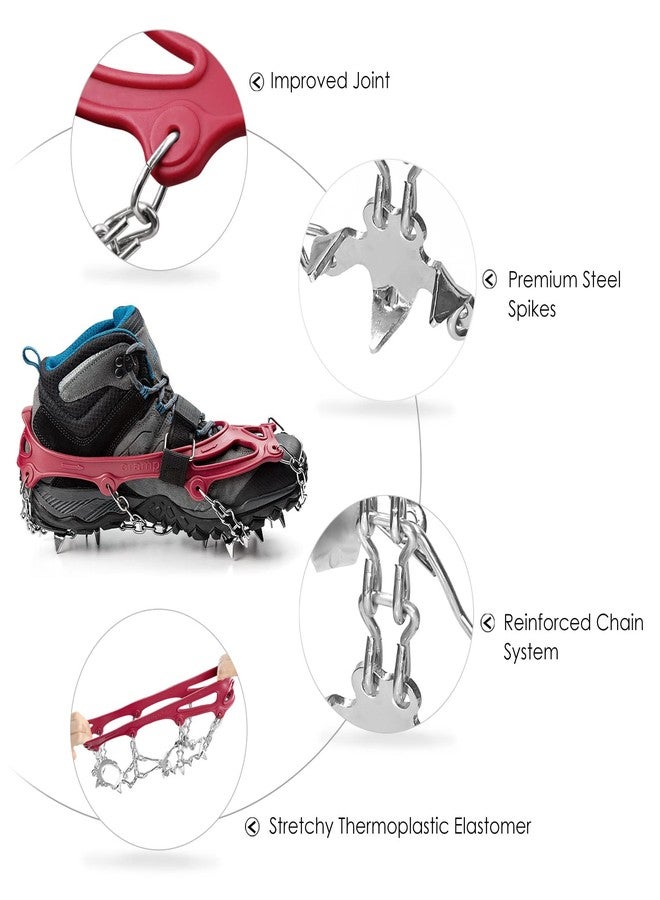 Cimkiz Crampons Ice Cleats Traction Snow Grips for Boots Shoes Women Men Anti Slip 19 Stainless Steel Spikes Safe Protect for Hiking Fishing Walking Climbing Mountaineering - Image 3