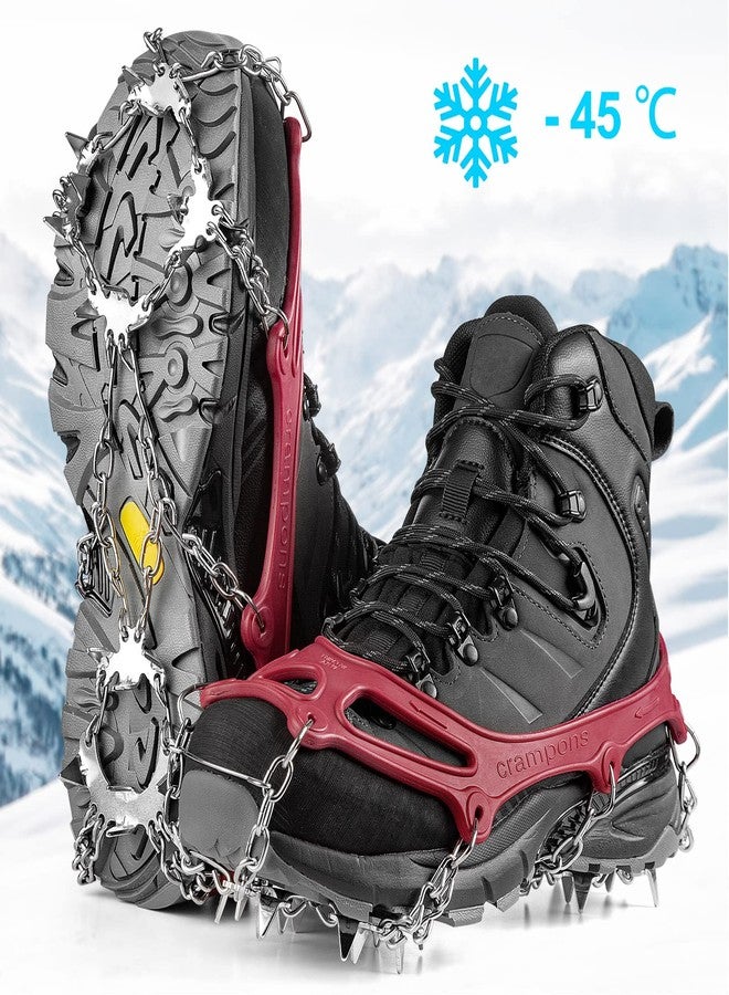 Cimkiz Crampons Ice Cleats Traction Snow Grips for Boots Shoes Women Men Anti Slip 19 Stainless Steel Spikes Safe Protect for Hiking Fishing Walking Climbing Mountaineering - Image 2