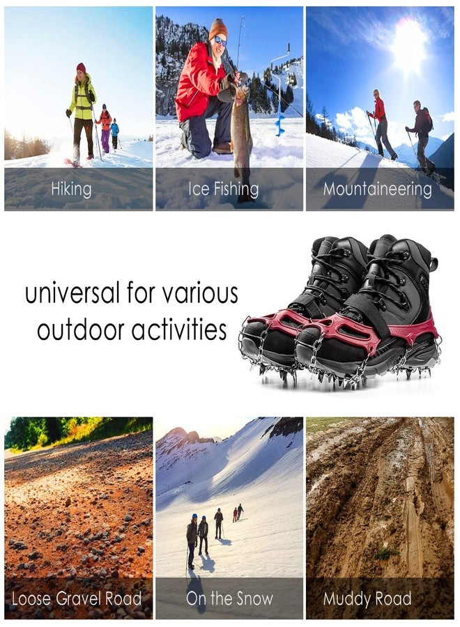 Cimkiz Crampons Ice Cleats Traction Snow Grips for Boots Shoes Women Men Anti Slip 19 Stainless Steel Spikes Safe Protect for Hiking Fishing Walking Climbing Mountaineering - Image 5