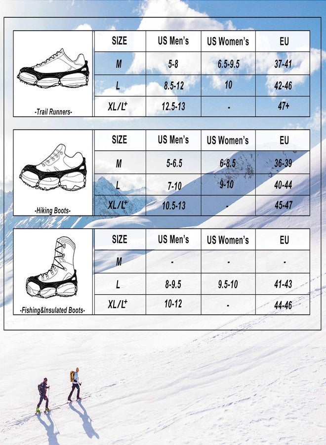 Cimkiz Crampons Ice Cleats Traction Snow Grips for Boots Shoes Women Men Anti Slip 19 Stainless Steel Spikes Safe Protect for Hiking Fishing Walking Climbing Mountaineering - Image 4