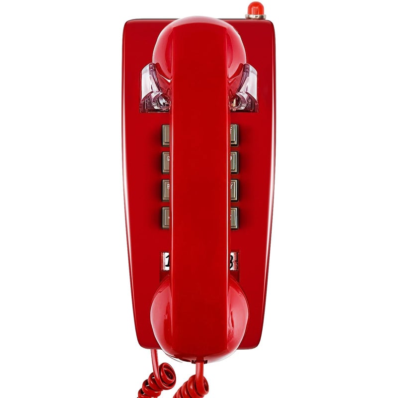 Sangyn Retro Wall Phones for Landline with Mechanical Ringer Corded Telephone Wall Mounted with Indicator Waterproof Old Style Landline Phones for Home Kitchen Red - Image 2