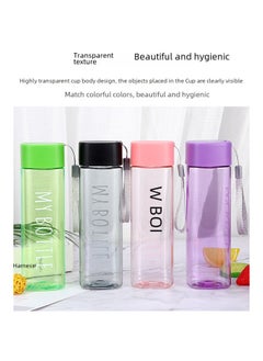 Generic Creative Sports Plastic Square Cup Student Portable Square Cup Fashion Square Cup Gift Cup Wholesale-Color:Round Cover Purple-Capacity:500ml Material As  - Image 4