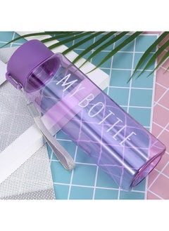 Generic Creative Sports Plastic Square Cup Student Portable Square Cup Fashion Square Cup Gift Cup Wholesale-Color:Round Cover Purple-Capacity:500ml Material As  - Image 1