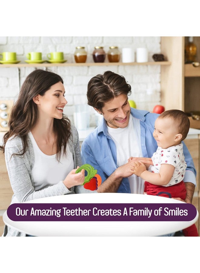 سبريك ألعاب تسنين للأطفال حديثي الولادة من عمر ٠ إلى ٦ أشهر | عضاضات سيليكون مزخرفة للأطفال من عمر ٦ إلى ١٢ شهرًا | خالية من مادة BPA | استكشاف حسي | على شكل فاكهة | تُهدئ لثة الطفل | عبوة من ٣ قطع - Image 2