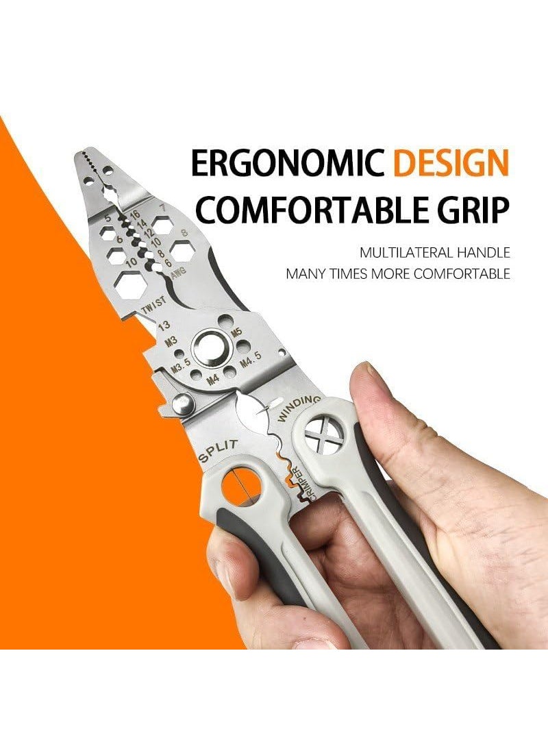 WROPZO WROPZO 12in1 Stainless Steel MultiTool Pliers Set Wire Cutter Stripper Crimping Tool for Electricians  - Image 3