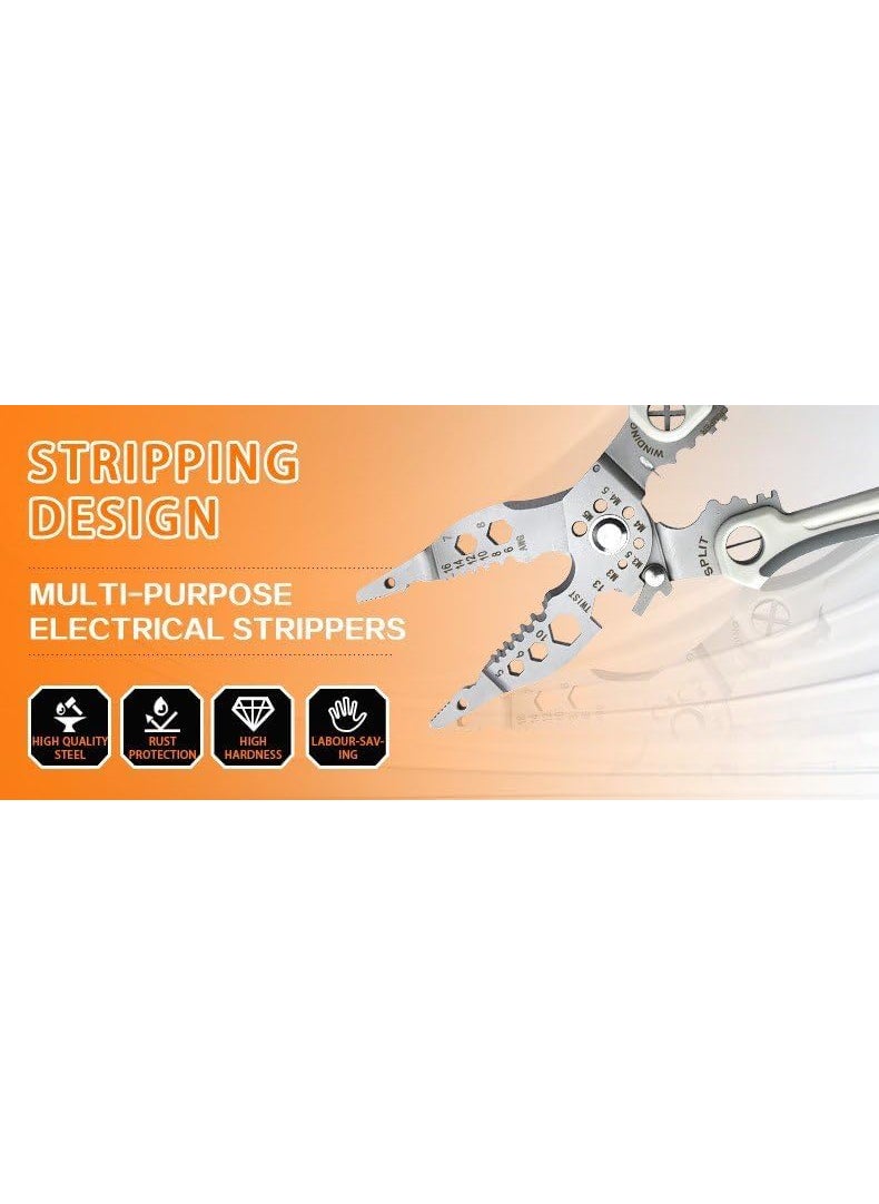 WROPZO WROPZO 12in1 Stainless Steel MultiTool Pliers Set Wire Cutter Stripper Crimping Tool for Electricians  - Image 2