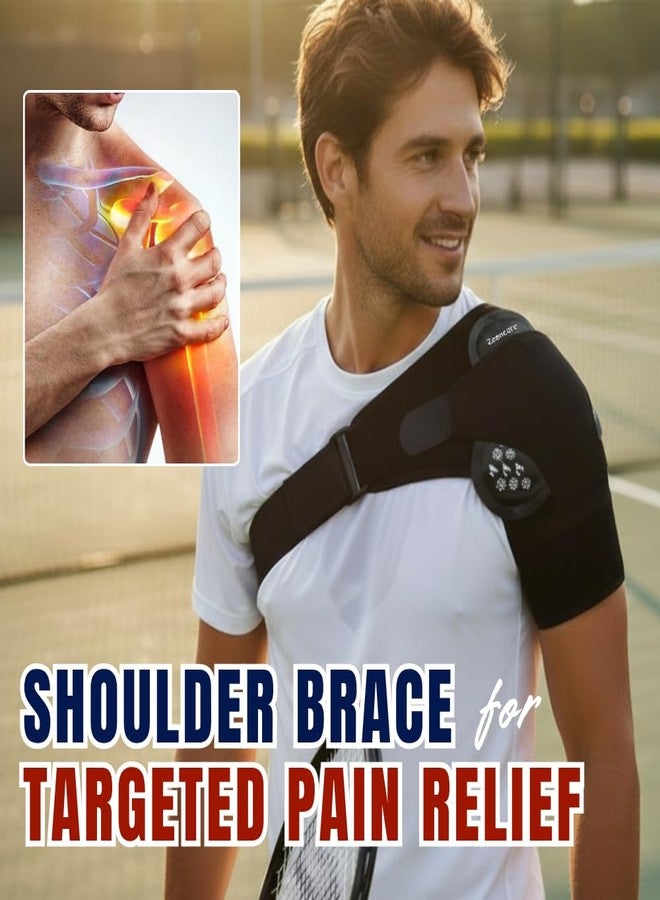 zeencare Shoulder Brace with Ice Pack Hot Cold Therapy, Shoulder Compression Sleeve, Shoulders Immobilizer Support for Rotator Cuff Relief Brace for Men Women (Hot & Cold Gel Pack Included) - Image 2