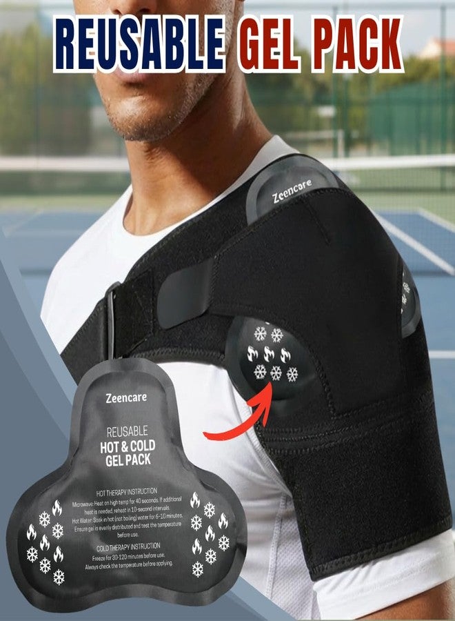 zeencare Shoulder Brace with Ice Pack Hot Cold Therapy, Shoulder Compression Sleeve, Shoulders Immobilizer Support for Rotator Cuff Relief Brace for Men Women (Hot & Cold Gel Pack Included) - Image 3