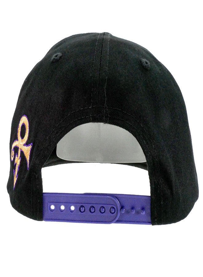 Prince Men's Gold Logo & Symbol Snapback Baseball Cap Adjustable Black - Image 2