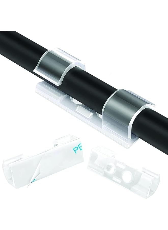 Green Tiger Self-Adhesive Cable Management Clips, 75 Pcs Cable Organizer, Cable Holder Durable Wire Management Clips for Office and Home, Transparent - Image 1