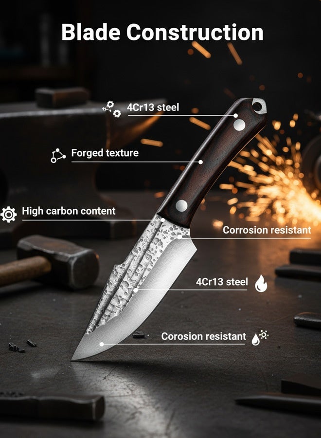 Outdoor Barbecue Meat Carving Knife, Camping Knife with Reinforced Hand-forged Blade - Image 3
