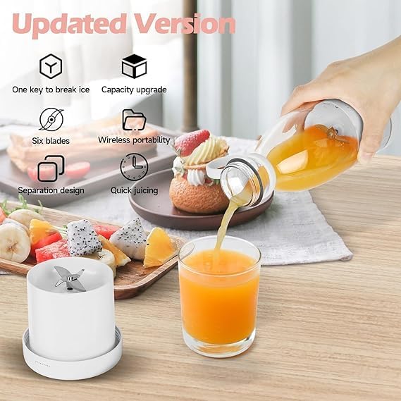 GAMAHA Rechargeable USB Bottle Juicer Personal Blender Automatic Fruits Mixer Portable Smoothie Maker Electric Juices Grinder Machine Transparent 320ML Juicer Multi - Image 3