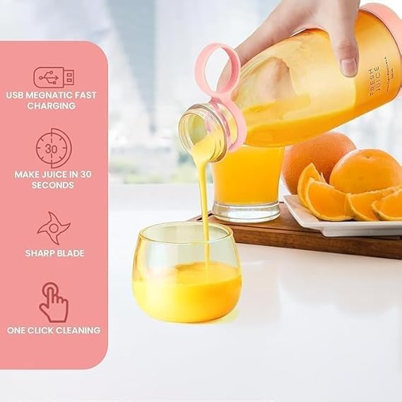 GAMAHA Rechargeable USB Bottle Juicer Personal Blender Automatic Fruits Mixer Portable Smoothie Maker Electric Juices Grinder Machine Transparent 320ML Juicer Multi - Image 5