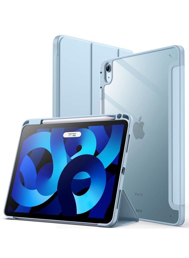 MIGOFAST iPad Air 11-Inch M3/M2 (2025/2024), iPad Air 5/4 (2022/2020 5th/4th) with Pencil Holder, Clear Transparent Back Slim Stand Shockproof Tablet Cover, Auto Wake/Sleep Sky Blue - Image 1