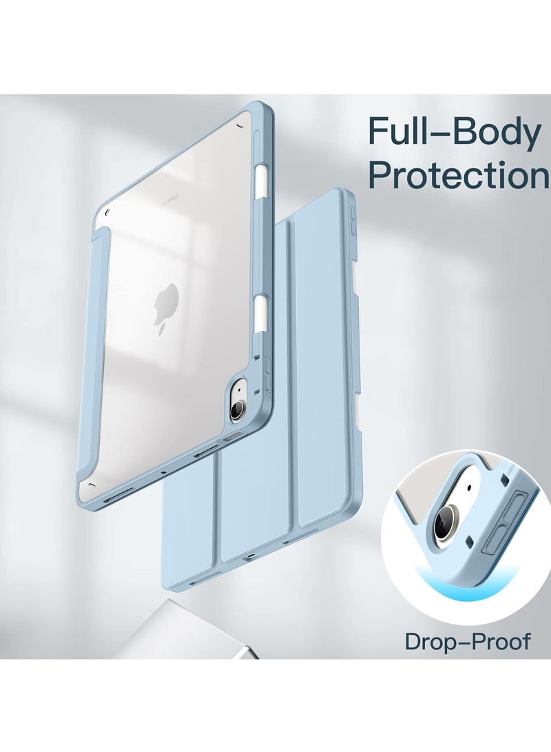 MIGOFAST iPad Air 11-Inch M3/M2 (2025/2024), iPad Air 5/4 (2022/2020 5th/4th) with Pencil Holder, Clear Transparent Back Slim Stand Shockproof Tablet Cover, Auto Wake/Sleep Sky Blue - Image 5