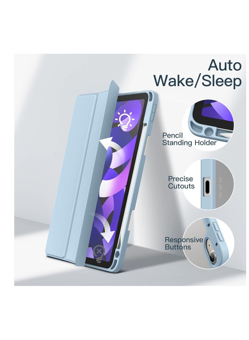 MIGOFAST iPad Air 11-Inch M3/M2 (2025/2024), iPad Air 5/4 (2022/2020 5th/4th) with Pencil Holder, Clear Transparent Back Slim Stand Shockproof Tablet Cover, Auto Wake/Sleep Sky Blue - Image 4