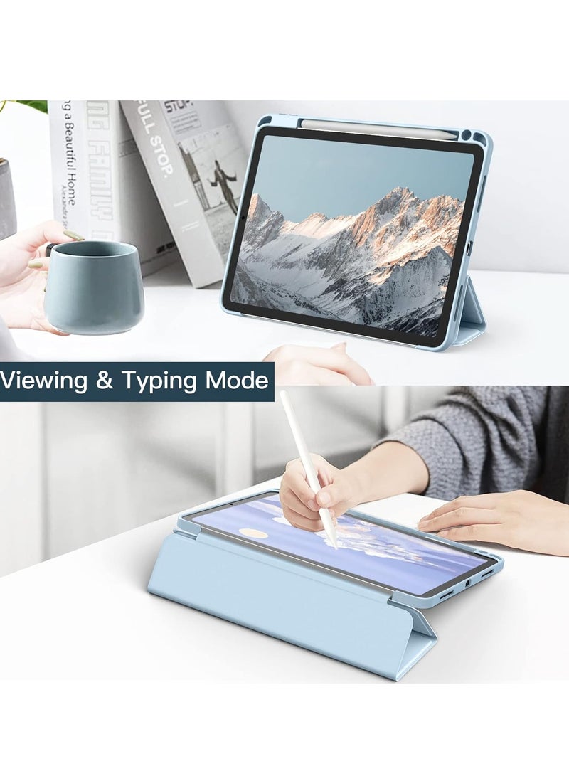 MIGOFAST iPad Air 11-Inch M3/M2 (2025/2024), iPad Air 5/4 (2022/2020 5th/4th) with Pencil Holder, Clear Transparent Back Slim Stand Shockproof Tablet Cover, Auto Wake/Sleep Sky Blue - Image 3