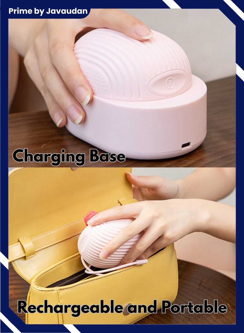 برايم بي جافاودان مدلك كهربائي لفروة الرأس، مدلك رأس محمول مقاوم للماء لنمو الشعر، مدلك شعر محمول مع 4 رؤوس للتدليك، جهاز خدش محمول قابل للفصل والغسل لتنظيف عميق واسترخاء الرأس - Image 4