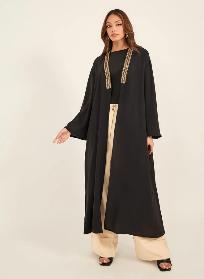 تايك تو Take Two Embroidered Neckline Regular Fit Kimono