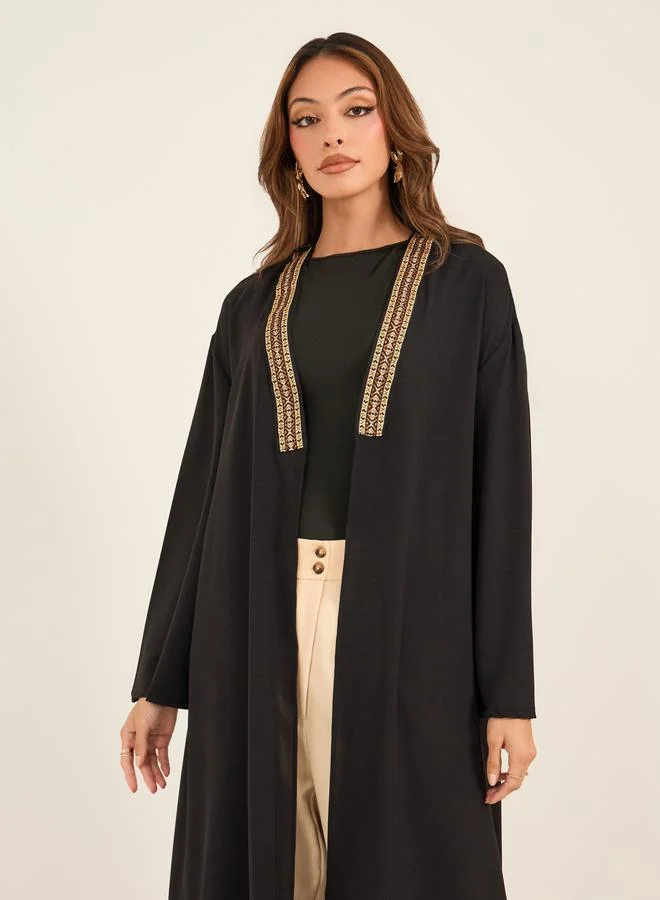 تايك تو Take Two Embroidered Neckline Regular Fit Kimono