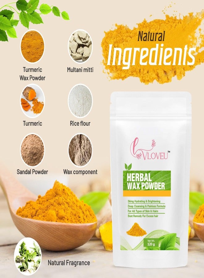 VLOVEU Wax Powder Hair Removal Women | Hair Removal Powder Turmeric| Painless Herbal Wax Powder Hair Removal, All Skin Types Hands, Legs, Underarms, Bikini & Intimate Area - 120 Gm (Pack Of 3) - Image 4