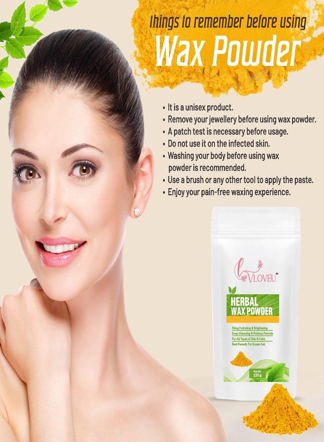 VLOVEU Wax Powder Hair Removal Women | Hair Removal Powder Turmeric| Painless Herbal Wax Powder Hair Removal, All Skin Types Hands, Legs, Underarms, Bikini & Intimate Area - 120 Gm (Pack Of 3) - Image 3