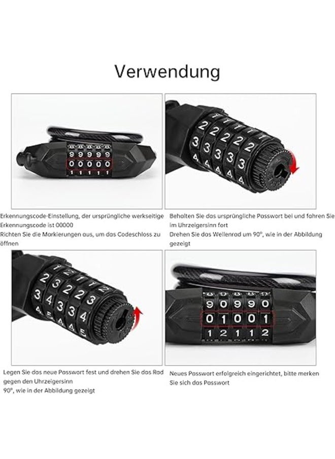 Generic - Bicycle Lock High Security 120 cm Bicycle Lock with 5-Digit Combination Code, Bicycle Lock for Bicycles, Scooters, E-Bikes, Motorcycles - Image 1