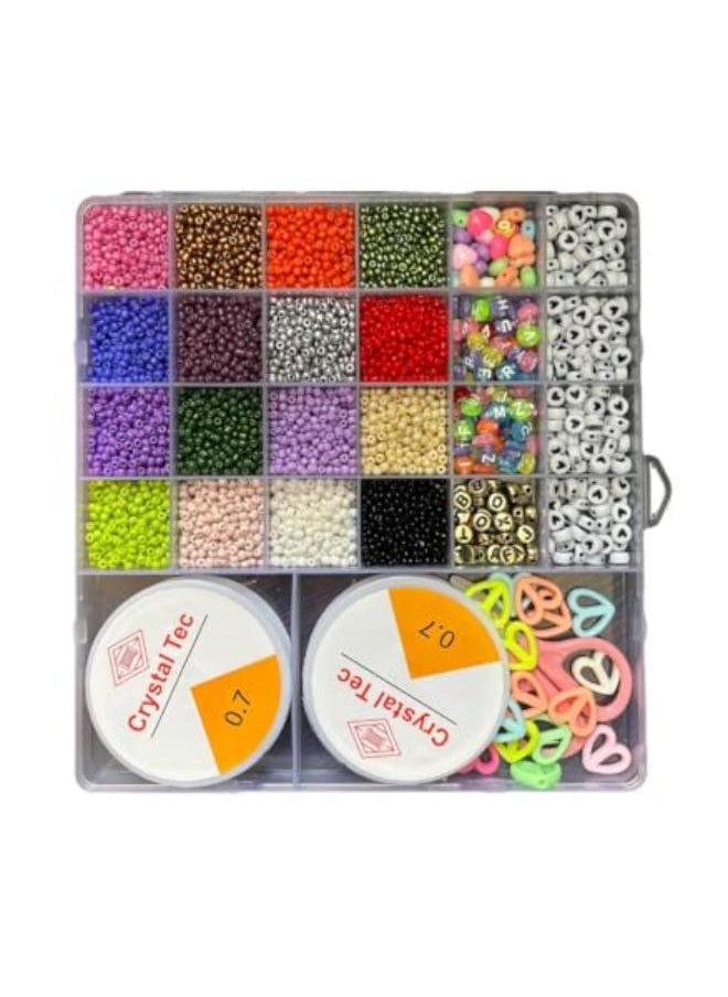 Generic Beads Set 18 Colors 5700 Pieces, Small Round Flat Beads Alphabet for Jewelry and Bracelets  - Image 1
