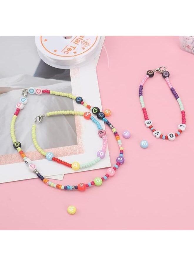 Generic Beads Set 18 Colors 5700 Pieces, Small Round Flat Beads Alphabet for Jewelry and Bracelets  - Image 3