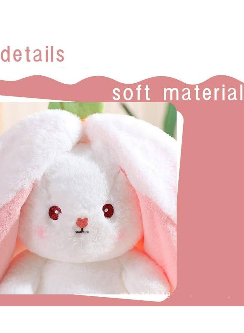 DURKU Strawberry Bunny Muppet, 25 cm Reversible Bunny Stuffed Animal Plushie Pillow, Soft Stuffed Rabbit Toy For Girls Boys Birthday Gifts, Cute Easter Party Decorations ﻿ - Image 2