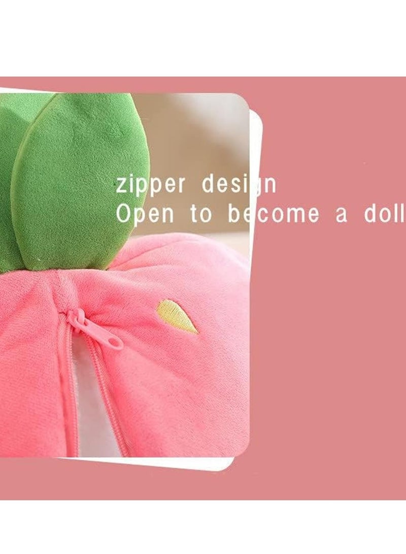 DURKU Strawberry Bunny Muppet, 25 cm Reversible Bunny Stuffed Animal Plushie Pillow, Soft Stuffed Rabbit Toy For Girls Boys Birthday Gifts, Cute Easter Party Decorations ﻿ - Image 3