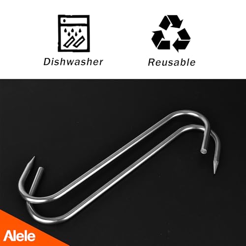 Alele Heavy Duty S-Hooks 10" Stainless Steel Meat Hooks for Butchering，4 Pack (10inch 8mm 4p) - Image 4