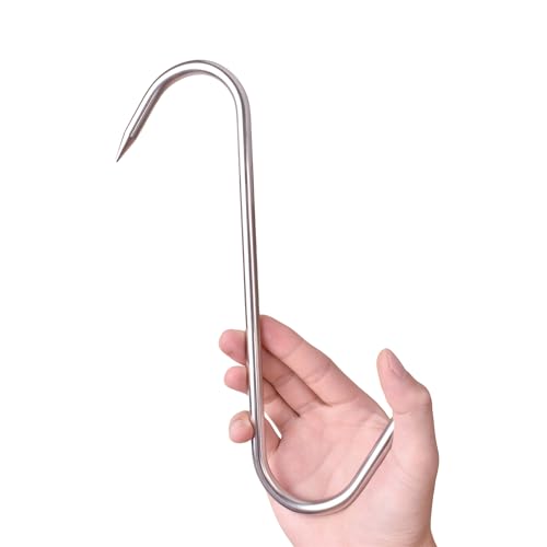 Alele Heavy Duty S-Hooks 10" Stainless Steel Meat Hooks for Butchering，4 Pack (10inch 8mm 4p) - Image 1