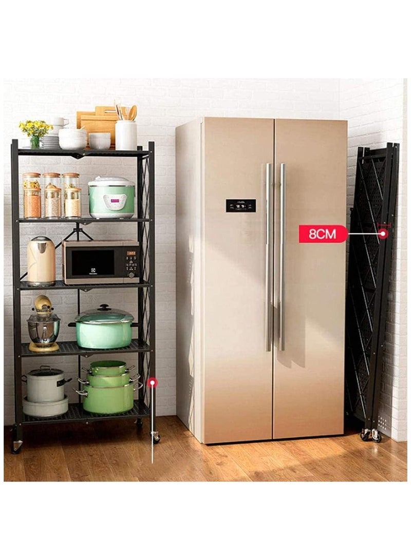 DubaiGallery Collapsible Stand Shelf, Modular Storage Shelf, Heavy Duty Metal Storage Rack with Wheels, Free Standing Storage - Image 2