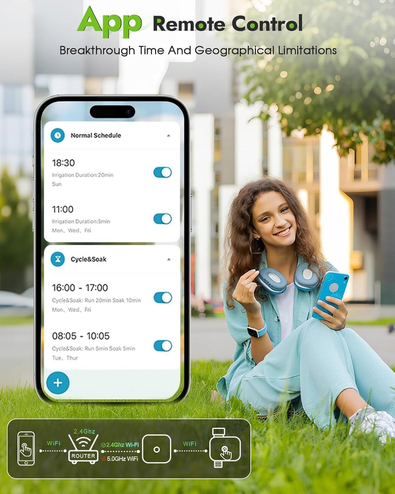 Insoma WiFi Water Timer with Brass Inlet&Outlet, Smart Sprinkler Timer + Auto/Manual/Rain Delay for Garden, Hose Timers with Hub, Up to 20 Watering Plans, APP & Voice Control, Compatible with Alexa - Image 3