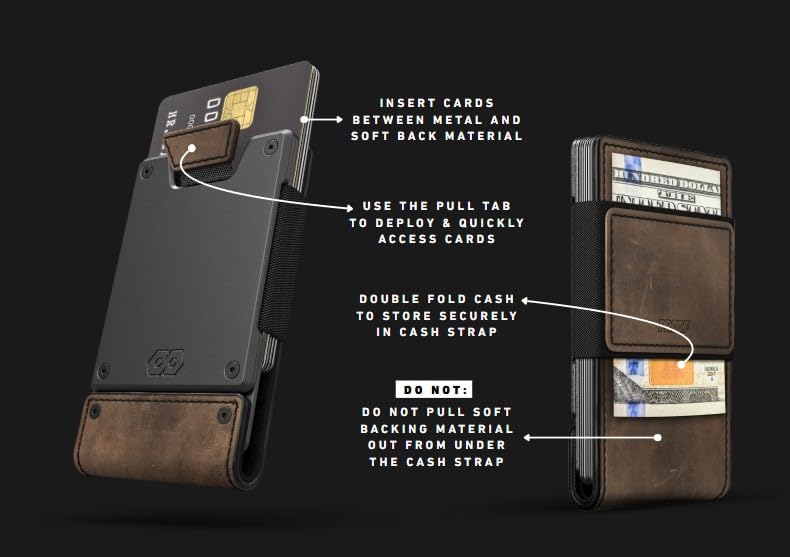 PROOF Wallet | Slim Minimalist Wallets for Men | Leather & Metal | RFID Wallet | Front/Back Pocket | Gift Box | Veteran Owned (Founder (Brown Leather | Dark Gun Metal)) - Image 3