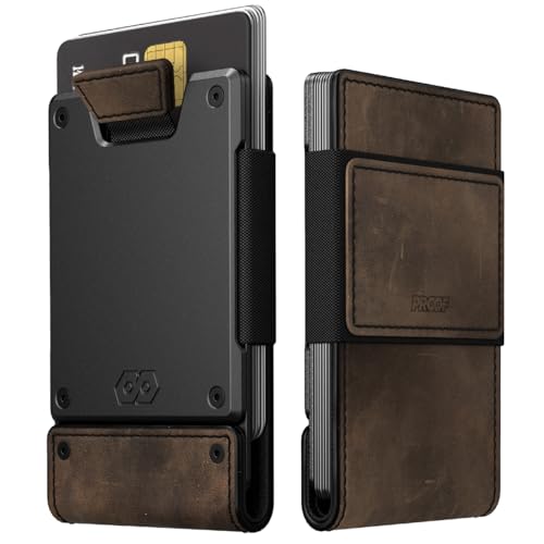 PROOF Wallet | Slim Minimalist Wallets for Men | Leather & Metal | RFID Wallet | Front/Back Pocket | Gift Box | Veteran Owned (Founder (Brown Leather | Dark Gun Metal)) - Image 5