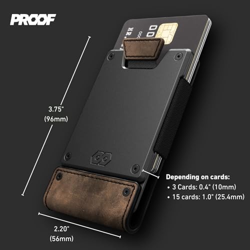 PROOF Wallet | Slim Minimalist Wallets for Men | Leather & Metal | RFID Wallet | Front/Back Pocket | Gift Box | Veteran Owned (Founder (Brown Leather | Dark Gun Metal)) - Image 2