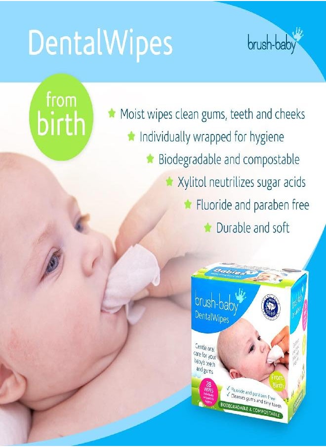 brush-baby - Brush Baby Teething Relief Dental Wipes for Ages 0-Toddler - Naturally Eliminate Teething Pain, Prevent Tooth Decay and Sour Milk Breath - 28 Finger Wipes - Image 1