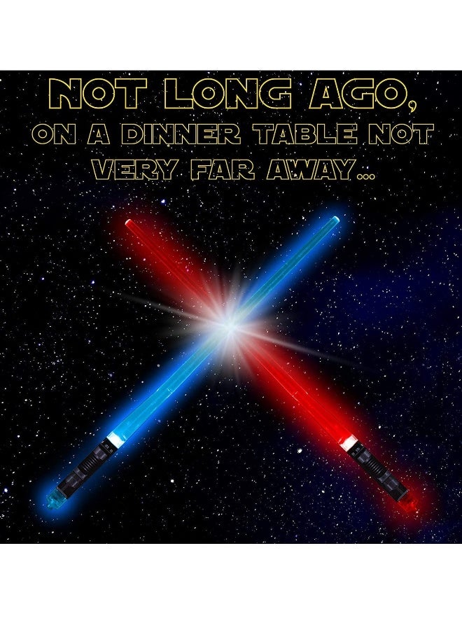 Barakah Light Up Lightsaber Chopsticks,LED Glowing Light Saber Chop Sticks Reuseable Sushi Lightup Sabers Bright LED Red and Blue(2 Pairs) - Image 5