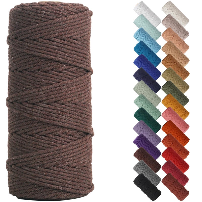 NOANTA Dark Coffee Macrame Cord 3mm x 109yards Colored Macrame Rope Cotton Rope Macrame Yarn Colorful Cotton Craft Cord for Wall Hanging Plant Hangers Crafts Knitting - Image 3