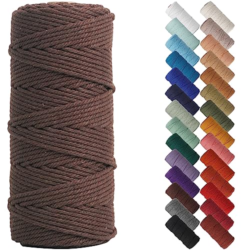 NOANTA Dark Coffee Macrame Cord 3mm x 109yards Colored Macrame Rope Cotton Rope Macrame Yarn Colorful Cotton Craft Cord for Wall Hanging Plant Hangers Crafts Knitting - Image 1