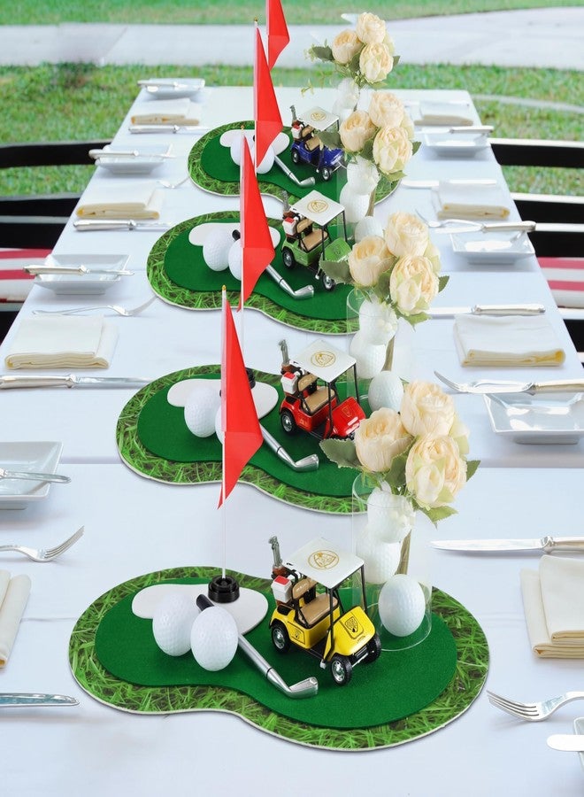 LaRandom 4 Pcs Golf Table Centerpiece Decorations with Practice Ball Golf Cart Toy Pen Tees Grass Mats Red Flag Plastic Flag Stand for Sport Themed Birthday Party Decor - Image 4