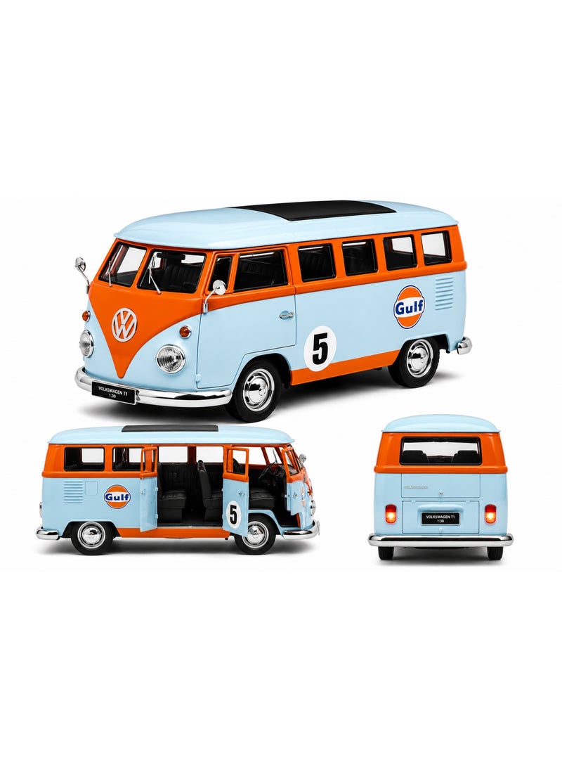 CCA 1:30 VOLKSWAGEN T1 BLUE E Diecast Alloy Car Model Toy Car with Light, Sound, Opening Doors & Pull Back Action - Image 3