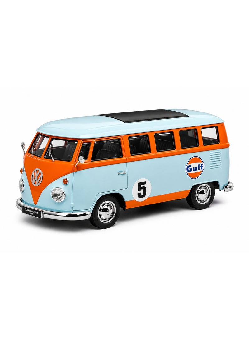 CCA 1:30 VOLKSWAGEN T1 BLUE E Diecast Alloy Car Model Toy Car with Light, Sound, Opening Doors & Pull Back Action - Image 1