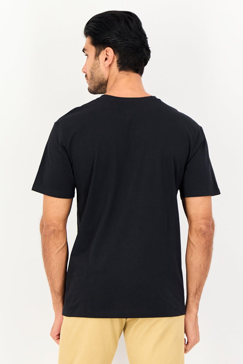 Algspar تي شيرت قصير الأكمام للرجال على شكل حرف V، أسود - Image 2