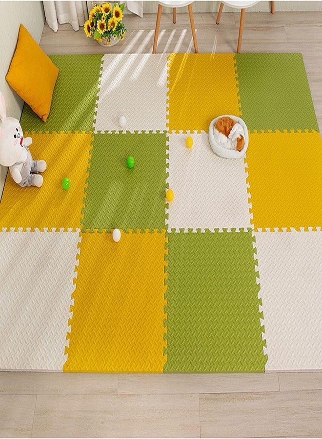 SIGNATRON Puzzle Flooring || Kids Interlocking Play mat || Shop Floor Mat || Kitchen Floor Mat || Pet Mat ||12 MM Thick (8, Olive Green - Yellow - White, 60 * 60 * 1.2 cm) - Image 3