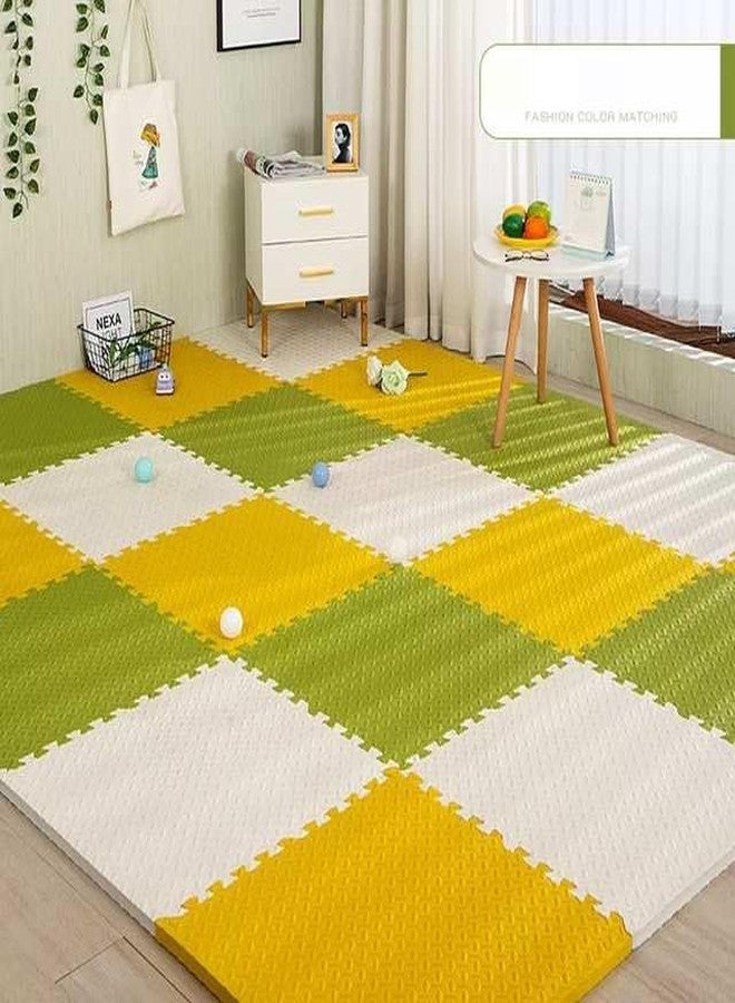 SIGNATRON Puzzle Flooring || Kids Interlocking Play mat || Shop Floor Mat || Kitchen Floor Mat || Pet Mat ||12 MM Thick (8, Olive Green - Yellow - White, 60 * 60 * 1.2 cm) - Image 2