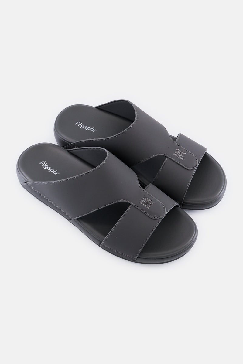 Algspar Men Slip On Arabic Sandals, Dark Grey - Image 2